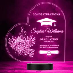 Floral Graduation Hat Congratulations Graduate Scroll Heart Colour Night Light - thumbnail 1