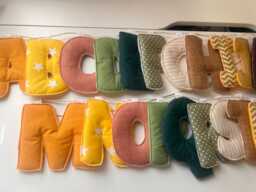 Padded Handmade Garland Alphabet Banner Coloured Bunting Puffy Letters - School Classroom Nursery Bedroom - thumbnail 1