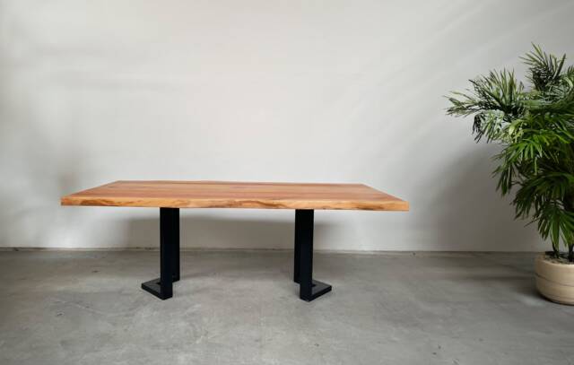 Dining Table, Cedar/Cypress Solid Wood Top, Steel Base, Made in Italy - image 1