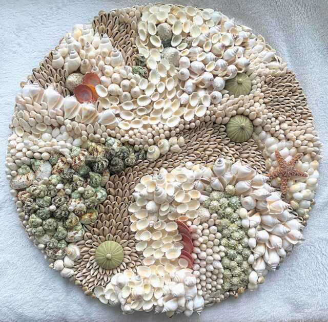 "Seashell Mosaic Wall Art - ""Deep Sea Coral Reef" - image 1