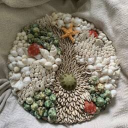 "Seashell Mosaic Wall Art - ""Deep Sea Coral Reef" - thumbnail 3