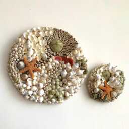 "Seashell Mosaic Wall Art - ""Deep Sea Coral Reef" - thumbnail 2