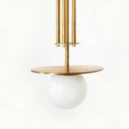 Opal Glass Globe & Brass Pendant Light Ceiling Fixture Farmhouse Kitchen Island Lighting Entry - thumbnail 3