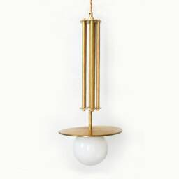 Opal Glass Globe & Brass Pendant Light Ceiling Fixture Farmhouse Kitchen Island Lighting Entry - thumbnail 2