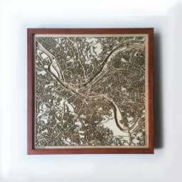 Laser Cut Pittsburgh Wooden Map - 3D Minimalist City Art - thumbnail 1