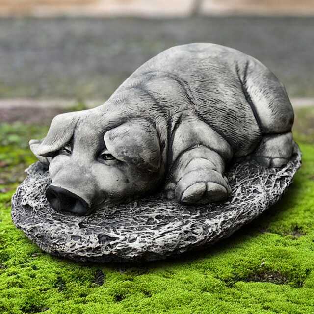 Concrete Pig Sculpture Garden Stone Piglet Statue Outdoor Farm Animal Ornament Cement Farmhouse Decor Handmade Figurine Pig Lover Gift - image 1