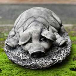Concrete Pig Sculpture Garden Stone Piglet Statue Outdoor Farm Animal Ornament Cement Farmhouse Decor Handmade Figurine Pig Lover Gift - thumbnail 4
