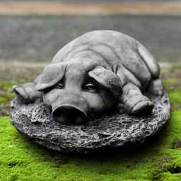 Concrete Pig Sculpture Garden Stone Piglet Statue Outdoor Farm Animal Ornament Cement Farmhouse Decor Handmade Figurine Pig Lover Gift - thumbnail 2