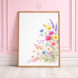 Girls Wildflower Nursery Prints - Personalised Botanical Set, Floral Girl Bedroom Wall Art - thumbnail 3