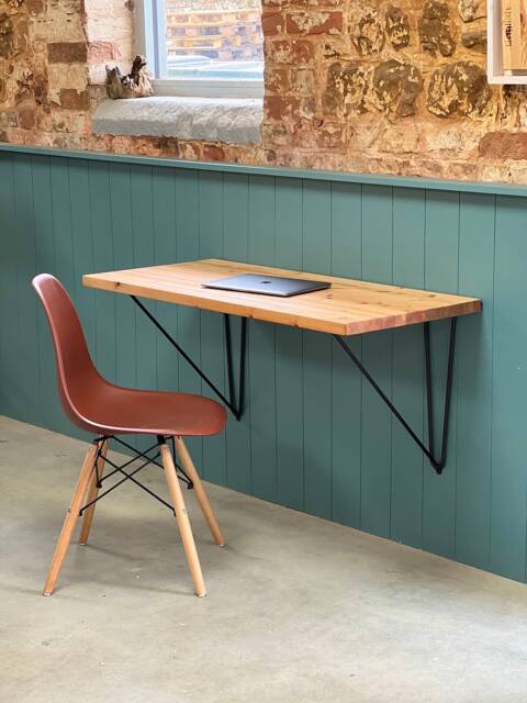 Simbra // Scandinavian Design Pine Floating Wall Mounted Desk Table Shelf - image 1