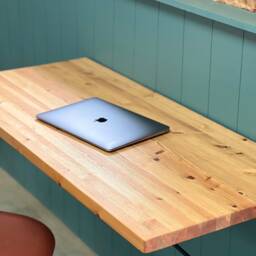 Simbra // Scandinavian Design Pine Floating Wall Mounted Desk Table Shelf - thumbnail 3