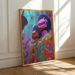 Afrofuturism Cityscape Art Print Neon Masked Figures - Digital Art - Poster Only - thumbnail 2