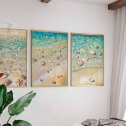 Seashell Beach Prints, Set Of 3 Coastal Wall Art - thumbnail 4