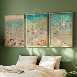 Seashell Beach Prints, Set Of 3 Coastal Wall Art - thumbnail 3