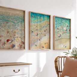 Seashell Beach Prints, Set Of 3 Coastal Wall Art - thumbnail 2