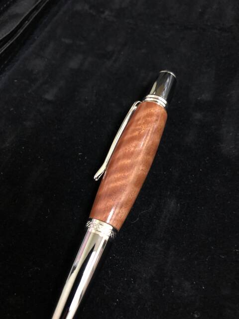 Curly Eucalyptus, Hand-Crafted Wood Pen, Platinum Finished Fittings, Great Gift, Unique - image 1
