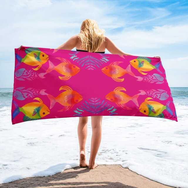 Under The Sea Beach Towel Modern Patterned Bath Towel - 30x60 - image 1