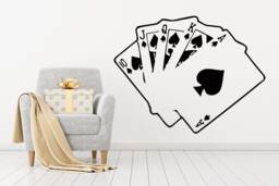 Poker Cards Wall Decal Casino Game Vinyl Stickers Home Decor Bedroom Window Decals Chu1230 - thumbnail 1