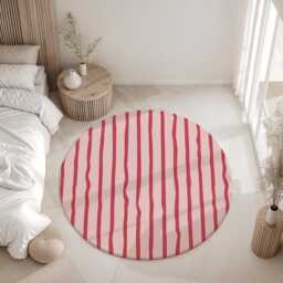 Wavy Stripes Pink & Red - Rug, Carpet, Kids Decor, Children's Room Decor, Kids Carpet - thumbnail 2