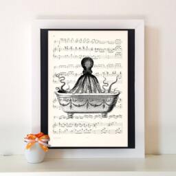 Octopus Bath, Dictionary Art Print, Home Decor, Quote, Wall Old Decor N36 - thumbnail 2
