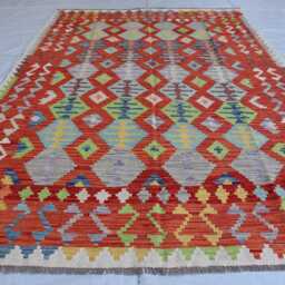 7x9 Afghan Flatweave Area Rug, Chubi Tribal Kilim Brand New Kilim, Maimana Oriental Turkmen Rug For Bedroom, Livingroom - thumbnail 2