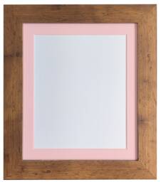 Vintage Wood Photo Frame With Pink Mount