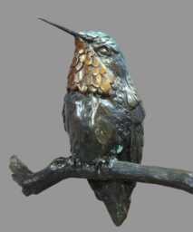 Bronze Rufous Hummingbird Sculpture Original Bird Art By Kindrie Grove - thumbnail 1