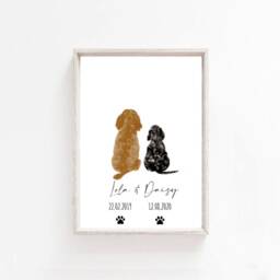 Personalised Dog & Owner Print, Dog Portrait, Dog Print, New Gift, Dog Memorial Print, Personalised Pet Mum Gift - thumbnail 2