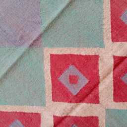 Handwoven Wool Jute Pastel Kilim Rug - Soft Geometric Design For Living Room, Bedroom & Nursery - thumbnail 2