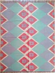 Handwoven Wool Jute Pastel Kilim Rug - Soft Geometric Design For Living Room, Bedroom & Nursery - thumbnail 1