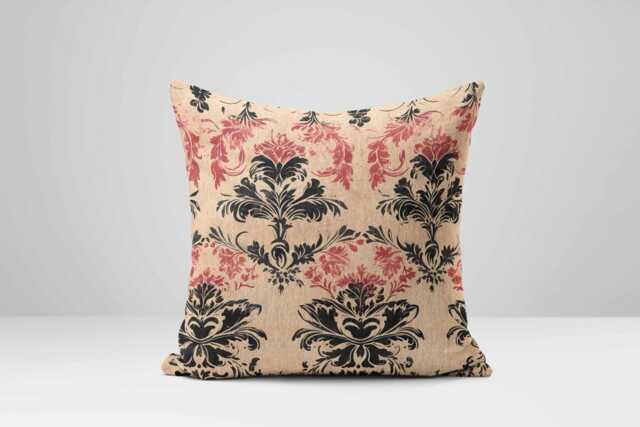 Floral Pillow Cover French Chateau Style, Red & Black Victorian Cushion - image 1