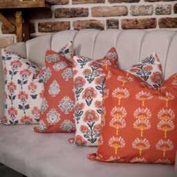 Floral Pillow Cover French Chateau Style, Red & Black Victorian Cushion - thumbnail 3