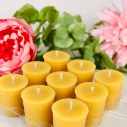 Handmade Canadian Beeswax Votive Candles, Unscented, Set Of 9 - thumbnail 3