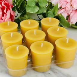 Handmade Canadian Beeswax Votive Candles, Unscented, Set Of 9 - thumbnail 2