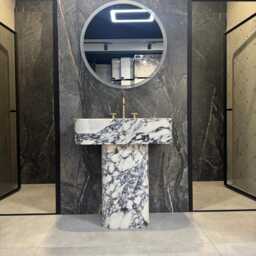 "Calacatta Viola Marble Sink Hand Carved Bathroom Vanity - 31"" X 16"" 8" - thumbnail 2