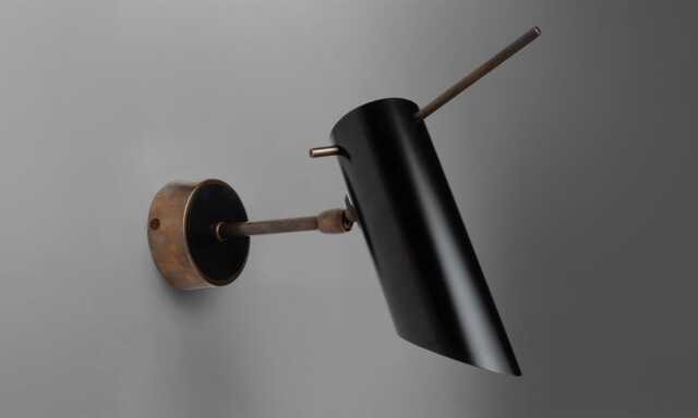 Mid Century Italian Black Brass Cylinder Reading Rotating Arm Solid Wall Sconce - Modern Stilnovo Style Light Fixture - image 1