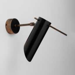 Mid Century Italian Black Brass Cylinder Reading Rotating Arm Solid Wall Sconce - Modern Stilnovo Style Light Fixture - thumbnail 2