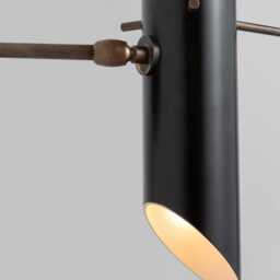 Mid Century Italian Black Brass Cylinder Reading Rotating Arm Solid Wall Sconce - Modern Stilnovo Style Light Fixture - thumbnail 3