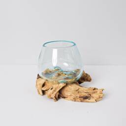 Blown Glass Small, Melted Glass, Molten Terrarium, Vase, Hand Recycled Succulent Planter, Office Decor, Mother Loss Gift - thumbnail 3