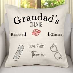 Personalised Reserved For Grandad Pocket Cushion - Remote & Glasses Gift From Grandchildren Add Names Linen Cover - thumbnail 3