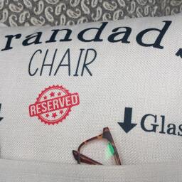Personalised Reserved For Grandad Pocket Cushion - Remote & Glasses Gift From Grandchildren Add Names Linen Cover - thumbnail 4