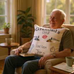 Personalised Reserved For Grandad Pocket Cushion - Remote & Glasses Gift From Grandchildren Add Names Linen Cover - thumbnail 1