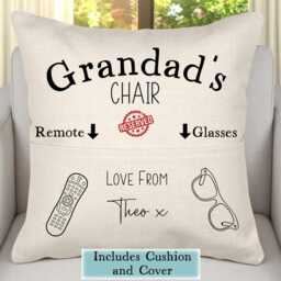 Personalised Reserved For Grandad Pocket Cushion - Remote & Glasses Gift From Grandchildren Add Names Linen Cover - thumbnail 2