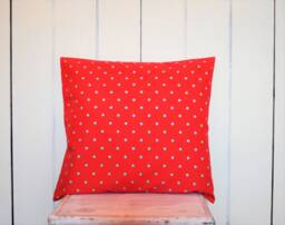 Red Cotton Pillow, Dotted Cushion, Blue Flowers Turquoise Dot Cushions, Child Pillow