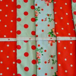 Red Cotton Pillow, Dotted Cushion, Blue Flowers Turquoise Dot Cushions, Child Pillow - thumbnail 4