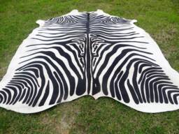 Zebra New - Black & White New Printed Cowhide Rug Genuine Natural Hair On Large Black White Beige Brown Print Soft -Zwl - thumbnail 1