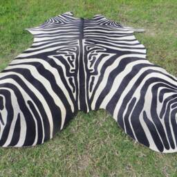 Zebra New - Black & White New Printed Cowhide Rug Genuine Natural Hair On Large Black White Beige Brown Print Soft -Zwl - thumbnail 3