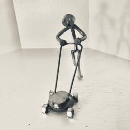 Welded Metal Art Lawnmower Man Sculpture - thumbnail 3