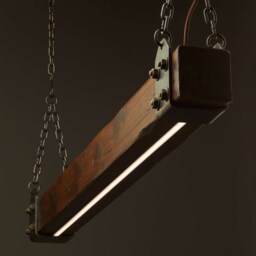 Timber Beam Led Pendant Light No.1 - Industrial Wood Wooden Ceiling Chandelier Remote Controlled Dimmer - thumbnail 3