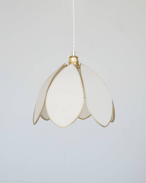 Simple Flower Pendant Light - Ecru & Gold - image 1